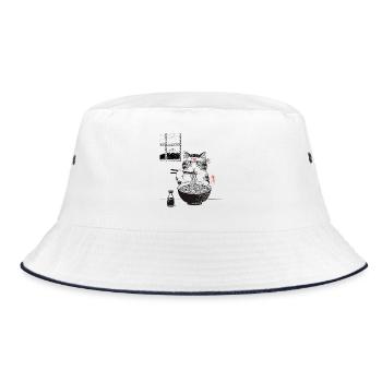 Fuji Ramen Cat - Bucket Hat - white/navy - Front