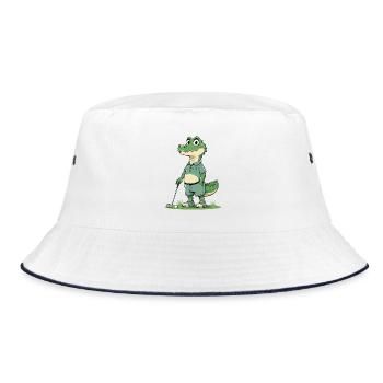 Alligator Golfheld im Casual-Look - Bucket Hat - Weiß/Navy - Vorne
