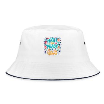 High on Peace, Low on Drama - Bucket Hat - white/navy - Front