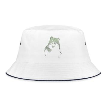 Grizzly Bear Hiking Camping Vintage Brown Bear - Bucket Hat - white/navy - Front