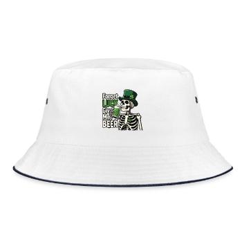 Forget Luck Give Me Beer Skeleton St Patricks Day - Bucket Hat - white/navy - Front