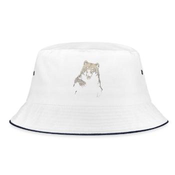 Grizzly Bear Hiking Camping Vintage Brown Bear - Bucket Hat - white/navy - Front