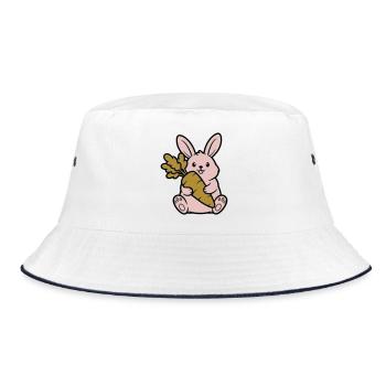 Cute Bunny with Carrot Carrot Comic - Bucket Hat - white/navy - Front