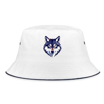 Wolf Gaze Wolf Head Wolf Head Motif - Bucket Hat - white/navy - Front