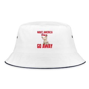Make America go away! Grönland Statement gegen US  - Bucket Hat - Weiß/Navy - Vorne