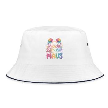 Kölsche Karnevalsmaus Karneval Köln Kölner Maus - Bucket Hat - Weiß/Navy - Vorne