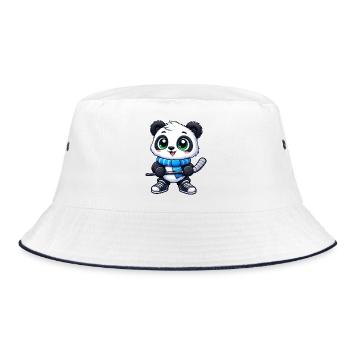 Süßer Panda Eishockeyspieler Cartoon Wintersport - Bucket Hat - Weiß/Navy - Vorne