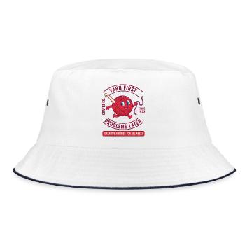 Yarn First Problems Later Funny Crochet Lover Yarn - Bucket Hat - white/navy - Front