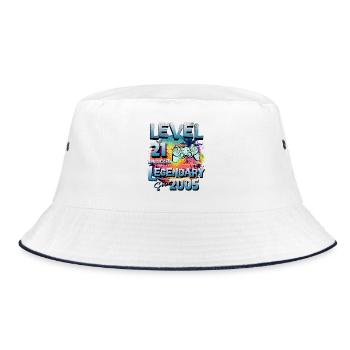 Level 21 years Unlocked since 2005 Birthday - Bucket Hat - white/navy - Front