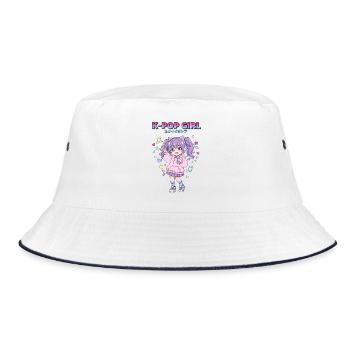 K-POP GIRL Anime Koreanische Musik Süße Kpop-Fans - Bucket Hat - Weiß/Navy - Vorne