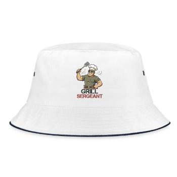 Grill Sergeant Funny BBQ Grill Chef - Bucket Hat - white/navy - Front