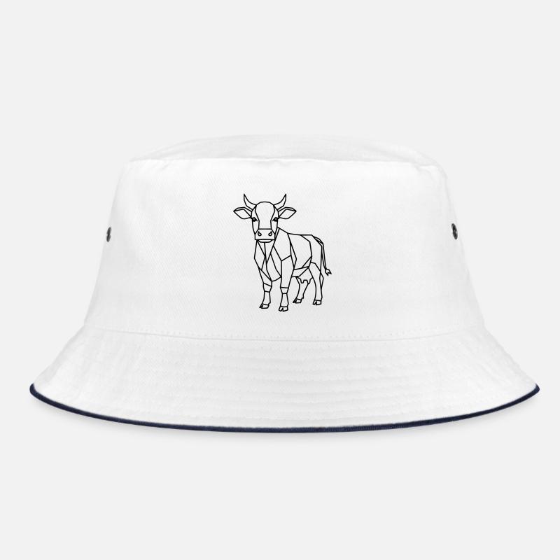 Geometric Cow Low Poly Outline Bucket Hat