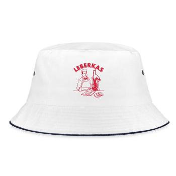Lustiger Metzger Leberkas Bayrischer Döner - Bucket Hat - Weiß/Navy - Vorne