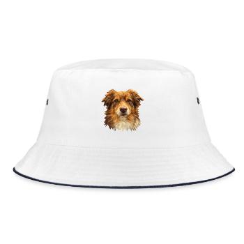 Australian Shepherd – Geometric Dog Art Design - Bucket Hat - white/navy - Front