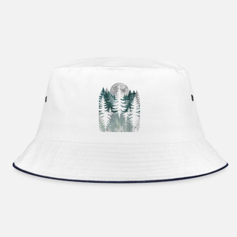 Night Forest Silhouette with Moon Bucket Hat