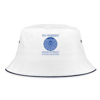 1976 Geboren 50. Geburtstag Auto Tuning - Bucket Hat - Weiß/Navy - Vorne