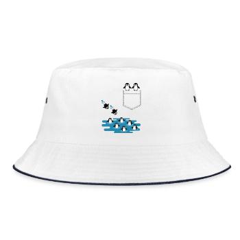 Penguin Jump Into The Water Pocket Design - Bucket Hat - white/navy - Front