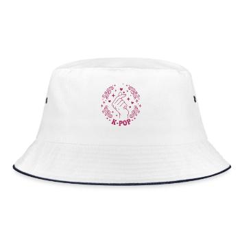K-Pop Finger Herz Koreanische Musik Niedliche K-Pop Liebe - Bucket Hat - Weiß/Navy - Vorne