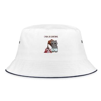 C’mon, Do Something – Kaffee für mein Gehirn - Bucket Hat - Weiß/Navy - Vorne