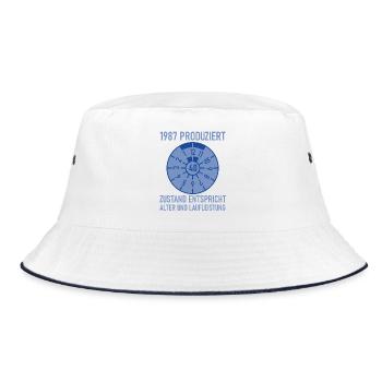 1987 Geboren 40. Geburtstag Auto Tuning - Bucket Hat - Weiß/Navy - Vorne