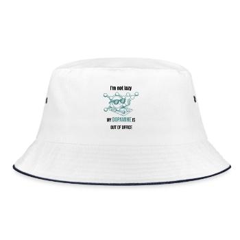 Dopamin Molekül - I`m Not Lazy - Bucket Hat - Weiß/Navy - Vorne