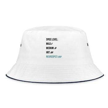 Spice Level Neurospicy - Neurodivergent Humor - Bucket Hat - Weiß/Navy - Vorne