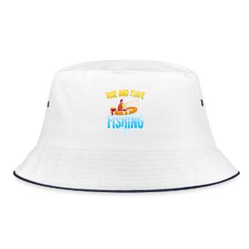 Angler Fischer Petrijünger Spruch Angeln Lustig - Bucket Hat - Weiß/Navy - Vorne