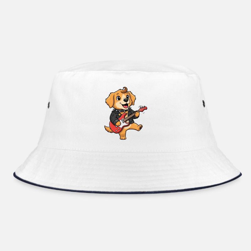 Rockiger Hund mit E-Gitarre Bucket Hat
