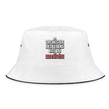Orchester des Lebens Blockflöte Design - Bucket Hat - Weiß/Navy - Vorne
