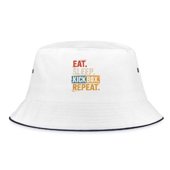 Eat Sleep Kickbox Repeat - Bucket Hat - white/navy - Front