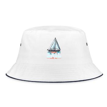 Come Sail With Me Sailor Sail Captain - Bucket Hat - Weiß/Navy - Vorne