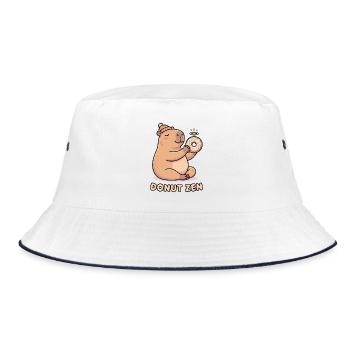 Capybara with Donut Calm Cozy Animal Motif - Bucket Hat - white/navy - Front