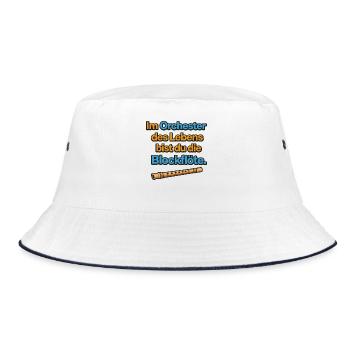 Orchester des Lebens Blockflöte Design - Bucket Hat - Weiß/Navy - Vorne