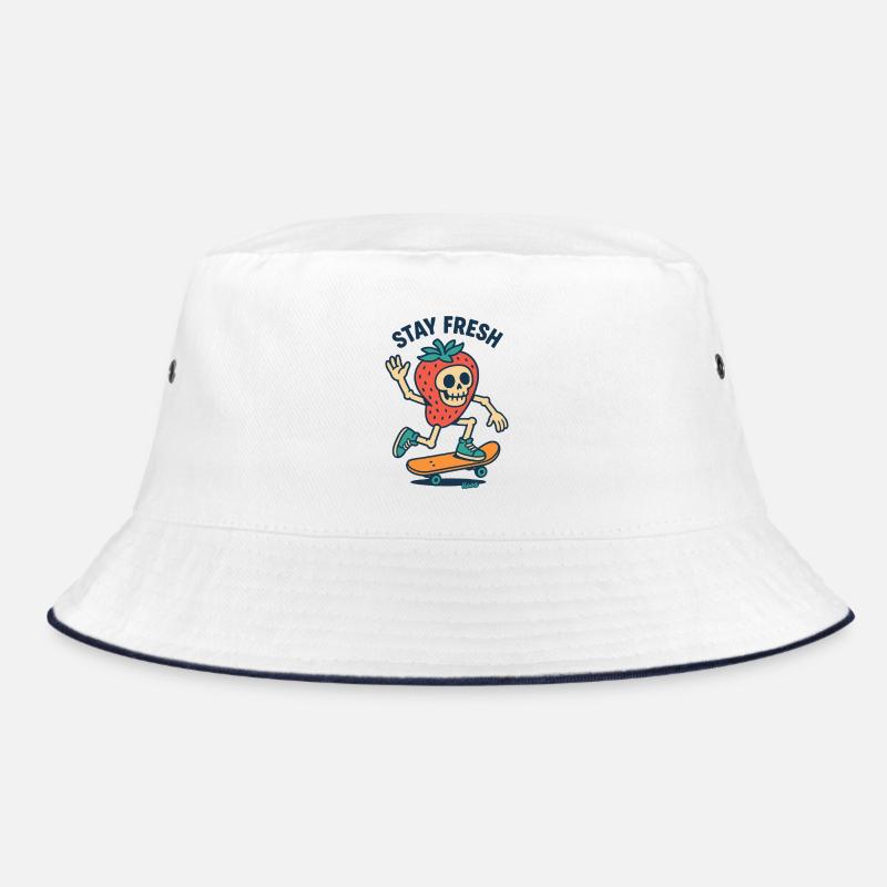 Erdbeer-Schädel Totenkopf auf Skateboard Bucket Hat