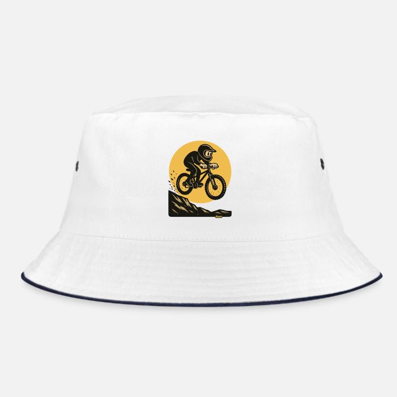Biker jump over rocks Bucket Hat