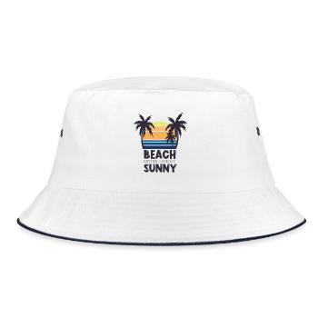 Sonnenuntergang am Strand Spruch - Bucket Hat - Weiß/Navy - Vorne