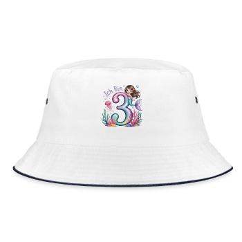 I'm 3 Mermaids Girl 3rd Birthday - Bucket Hat - white/navy - Front