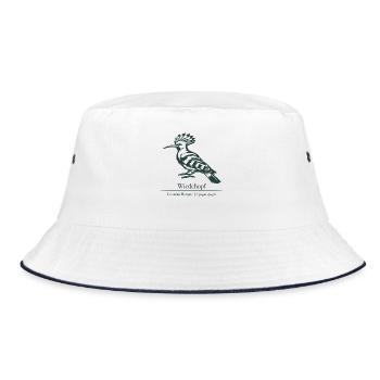 Wiedehopf Silhouette | Ornithologie | Zeichnung - Bucket Hat - Weiß/Navy - Vorne