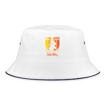 Mountainbike Mountain Bike Spruch MTB Downhill - Bucket Hat - Weiß/Navy - Vorne