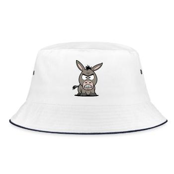 Angry Donkey Cartoon - Bucket Hat - white/navy - Front