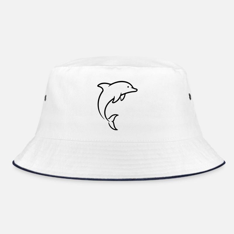 Delfin - Bucket Hat - Weiß/Navy