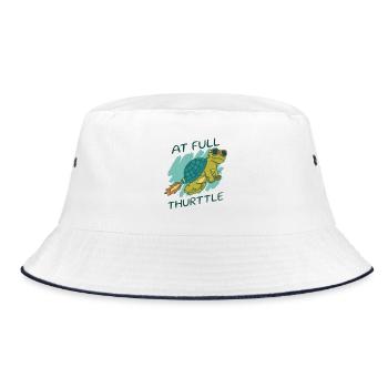 At Full Thurttle – Funny Rocket Turtle - Bucket Hat - white/navy - Front