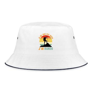 Rando Attitude: Not available, I hiked - Bucket Hat - white/navy - Front