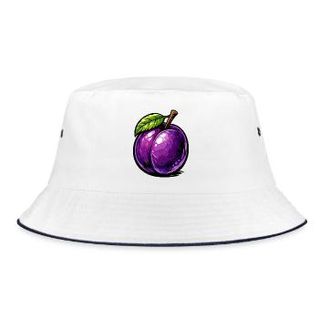 Cartoon plum with rich purple tones and shiny - Bucket Hat - white/navy - Front