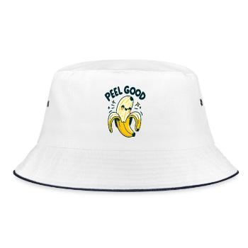 Peel Good Banana Cartoon - Bucket Hat - white/navy - Front