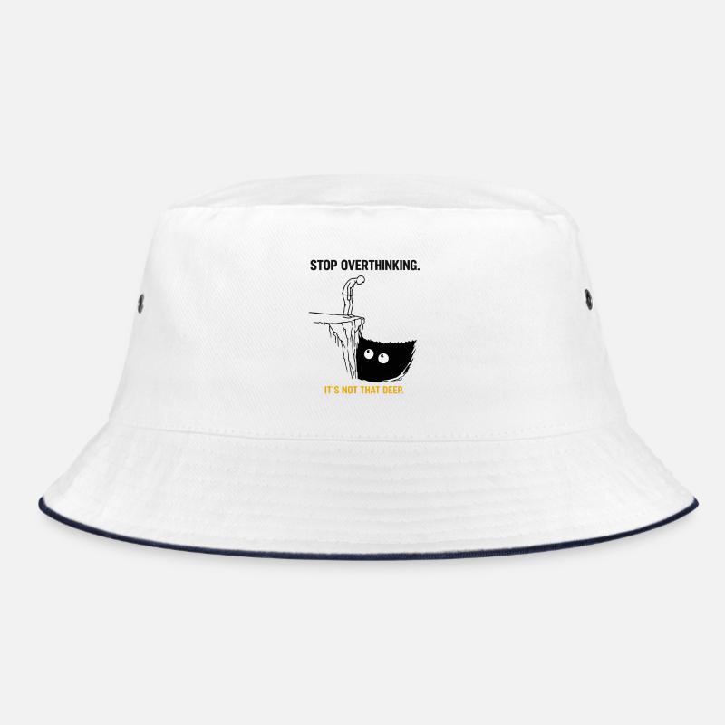 Stop Overthinking It’s Not That Deep Sarkasmus  - Bucket Hat - Weiß/Navy