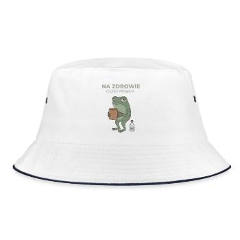 Frosch Na zdrowie Kaffee & Wodka Humor - Bucket Hat - Weiß/Navy - Vorne