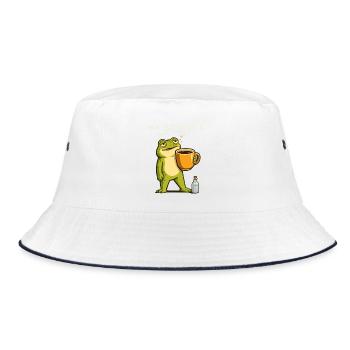 Frosch Na zdrowie Kaffee & Wodka Humor - Bucket Hat - Weiß/Navy - Vorne
