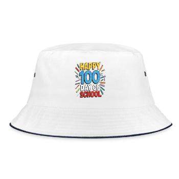 Hundertster Schultag Jubel Design - Bucket Hat - Weiß/Navy - Vorne