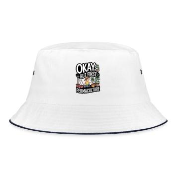 Permakultur Lebensphilosophie für Naturliebhaber - Bucket Hat - Weiß/Navy - Vorne